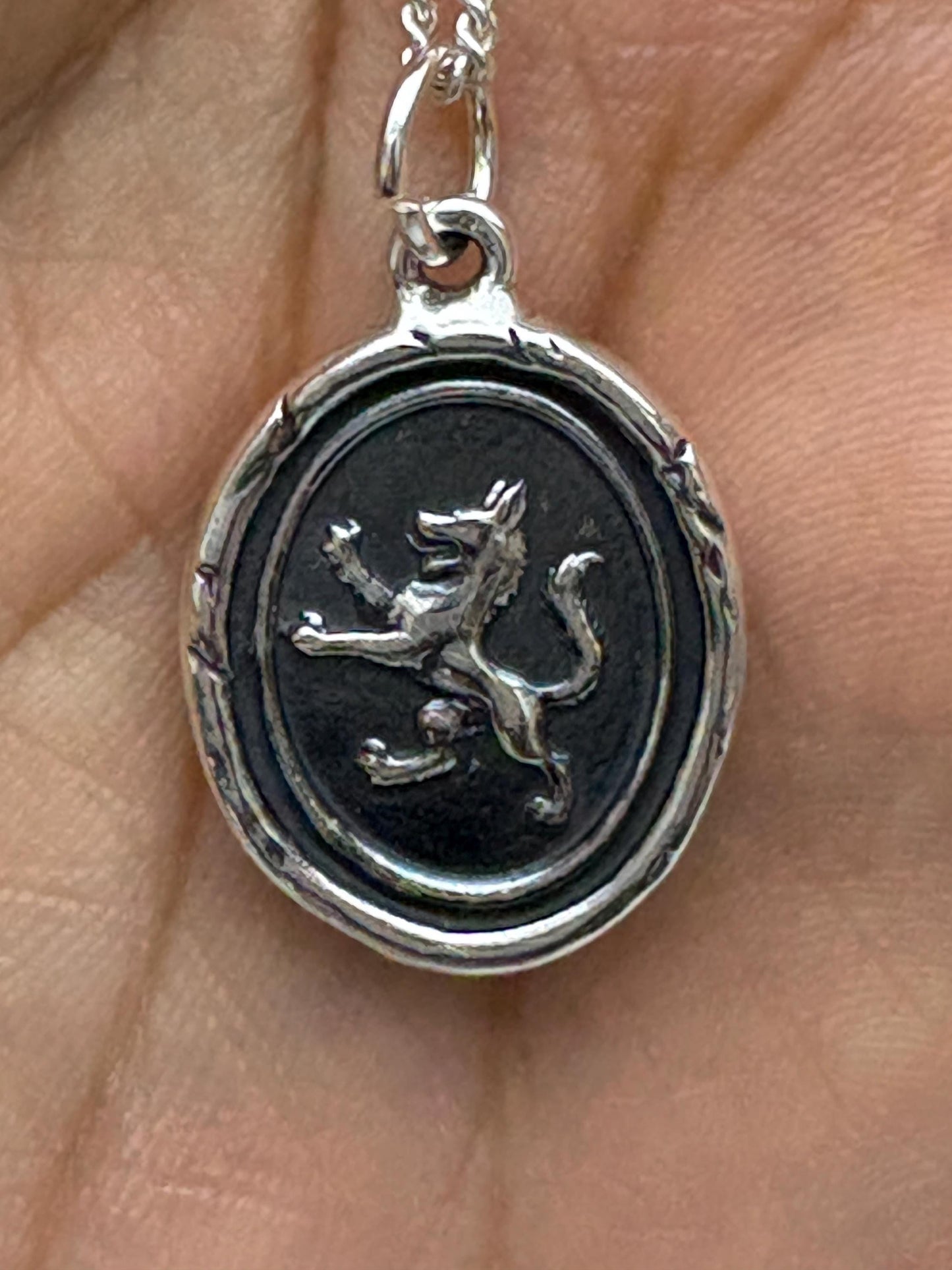 Wolf Crest Pendant – Handmade Wax Seal Silver Necklace, Intaglio Seal Heirloom, Strength and Spirit Animal Jewelry, Original Design LT