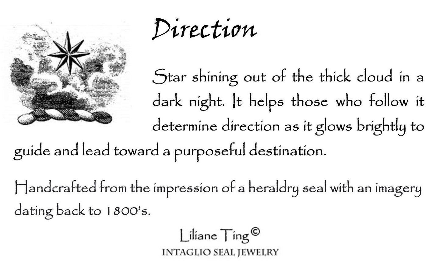 Star Cloud Pendant, Wax Seal Necklace, Handmade Silver Charm, Intaglio Seal Heirloom Original Design by Liliane Ting LT061