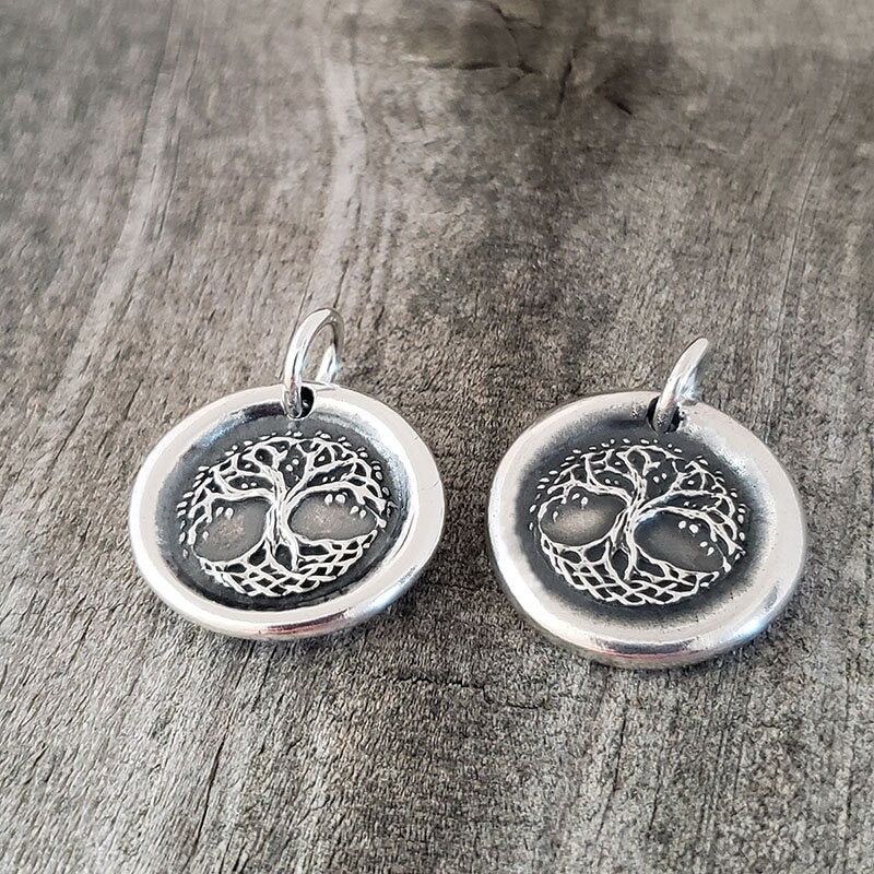 Celtic Tree of Life Pendant, Wax Seal Necklace, Handmade Silver Tree Charm, Intaglio Seal Heirloom Original Design by Liliane Ting LT038