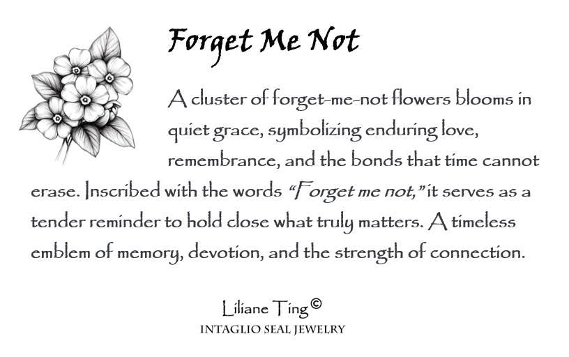 Forget me Not - Flower Wax Seal Necklace, Handmade Silver Charm, Intaglio Seal Heirloom, Original Design LT 0145
