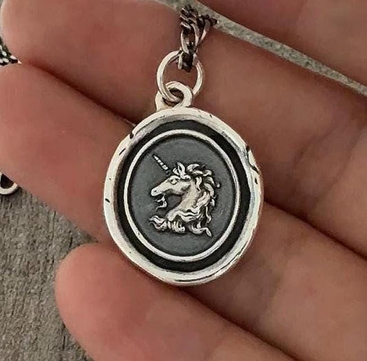 Silver Unicorn Pendant – Handmade Fantasy Necklace – Symbol of Magic, Purity, and Wonder - Original Design by Liliane Ting