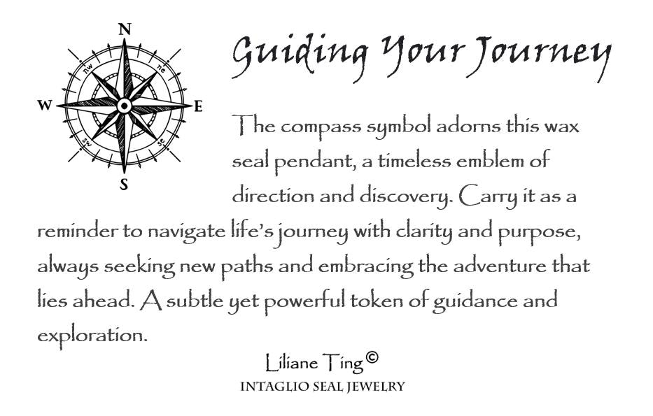 Compass Pendant Wax Seal Handmade Silver Talisman Necklace, Intaglio Seal Heirloom, Original Design by Liliane Ting