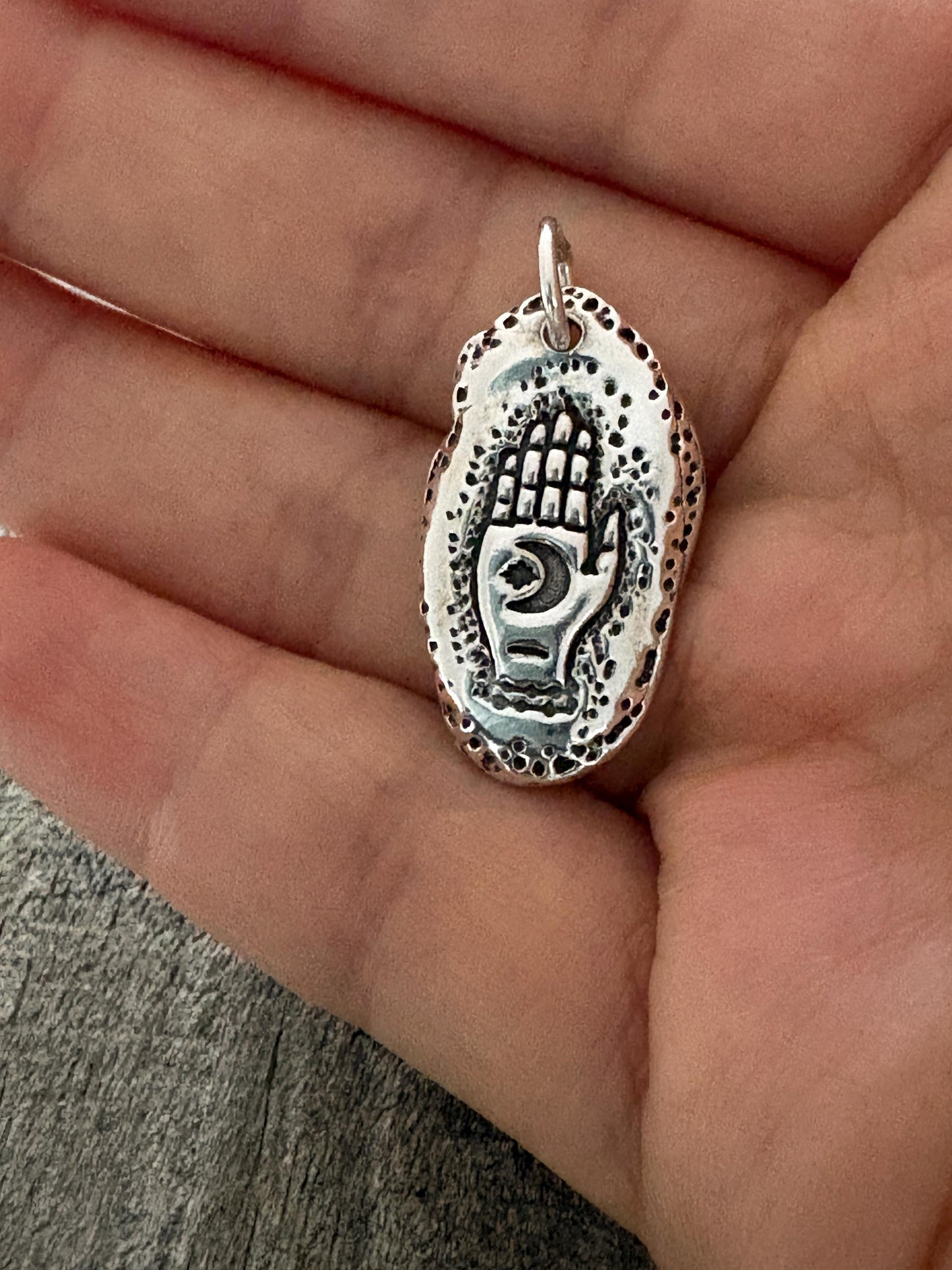 Unique Hamsa Magic Hand Necklace Pendant, Handmade Silver Amulet, Original Design by Liliane Ting