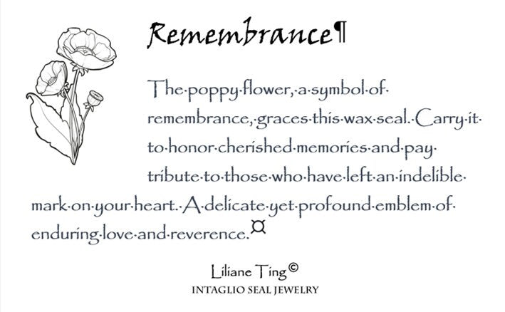 Poppy Flower Necklace, Celestial Wax Seal Pendant, Handmade Silver Talisman, Intaglio Seal, Original Design Liliane Ting Studio LT074