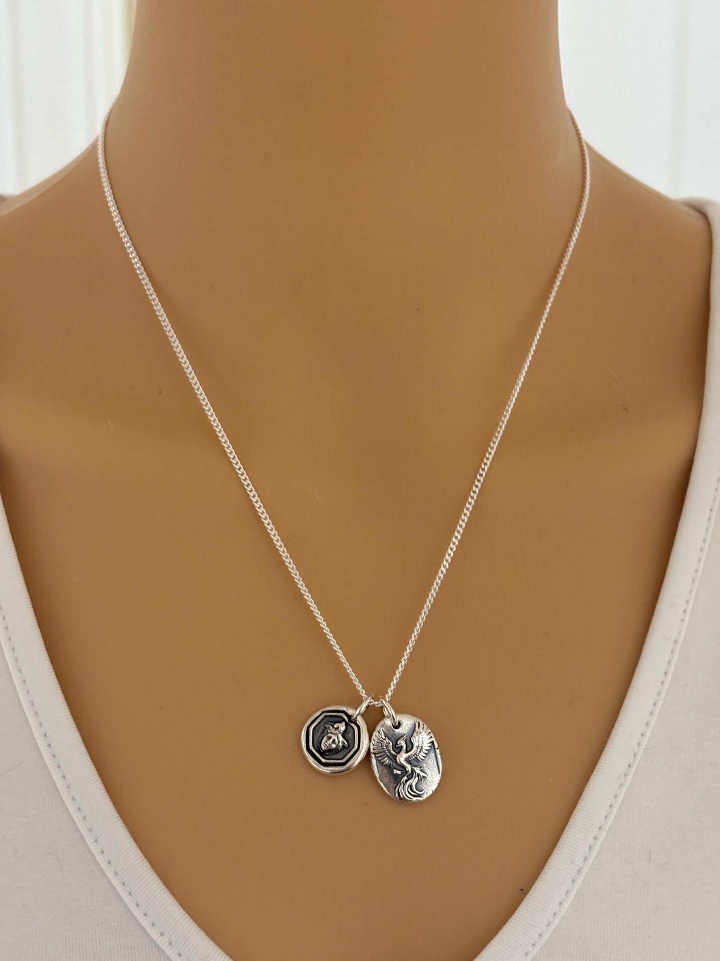 Silver Phoenix Pendant – Rebirth and Strength Handmade Necklace – Mythical Bird Jewelry Renewal & Transformation Original Design LT147