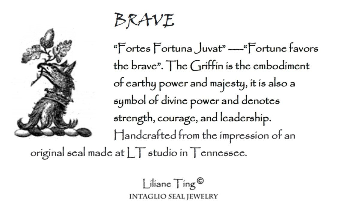 Griffin Necklace - Wax Seal Pendant, Handmade Silver Talisman, Heirloom, Original Design Liliane Ting LT016