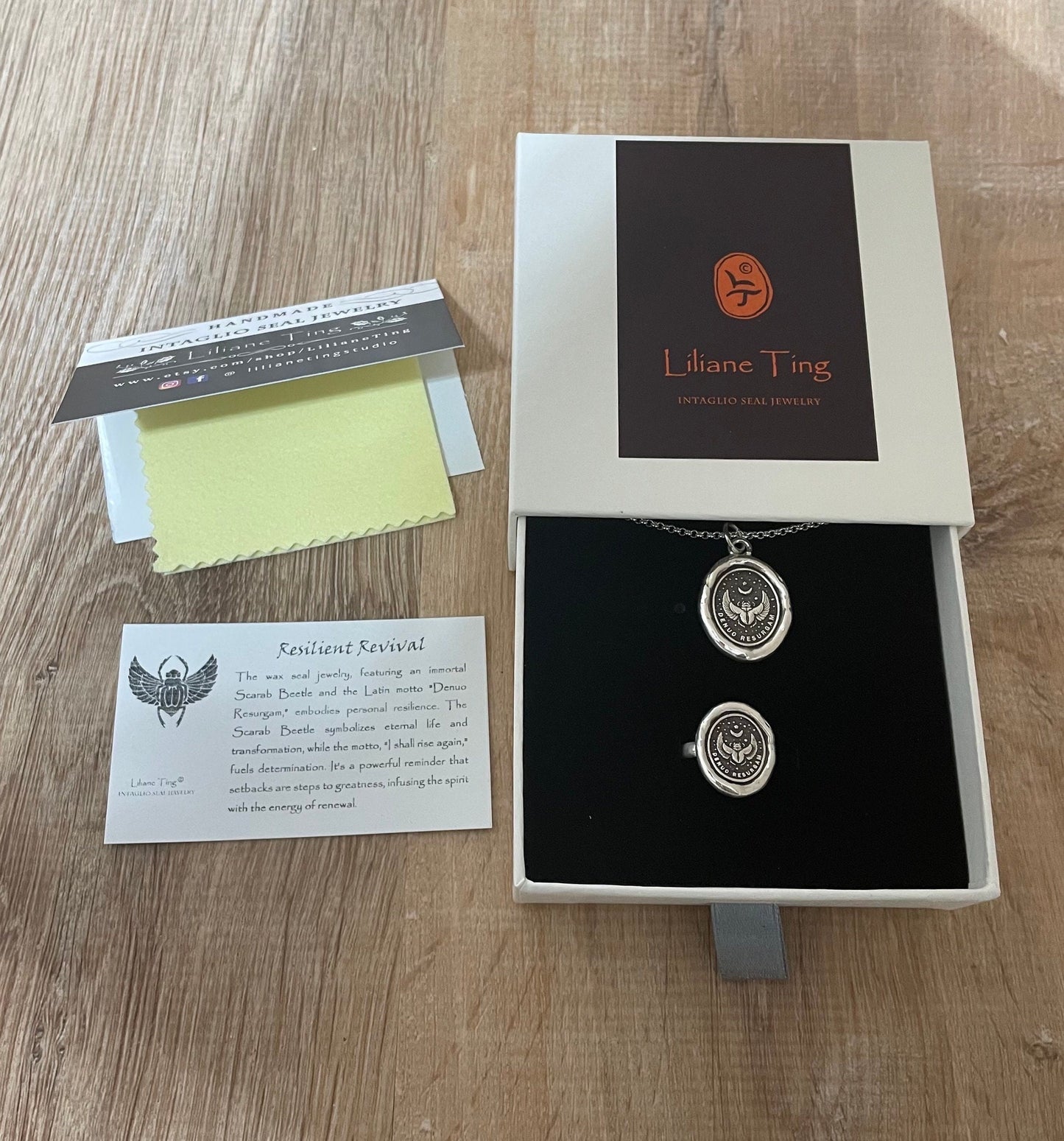 Angel Wings Pendant, Heart Crown Wax Seal Necklace, Handmade Solid Silver Charm, Intaglio Seal Heirloom Jewelry LT036