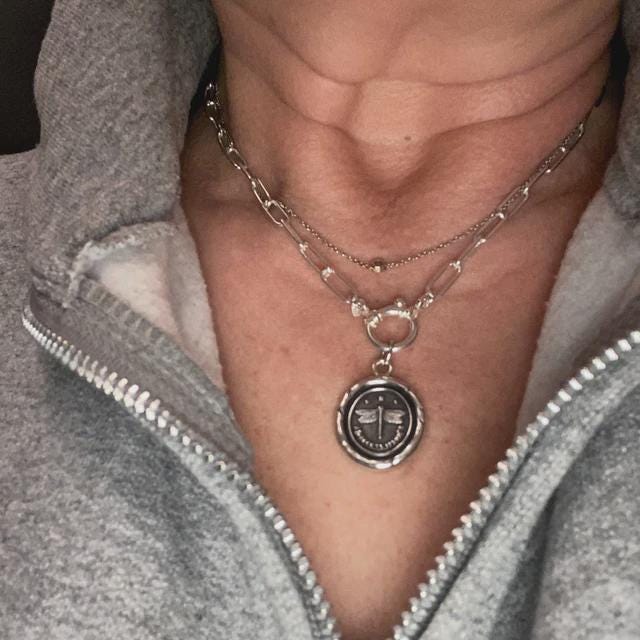 Dragonfly Wax Seal Necklace Pendant, Handmade Silver Charm, Intaglio Seal Heirloom, Original Design Liliane Ting Studio LT035