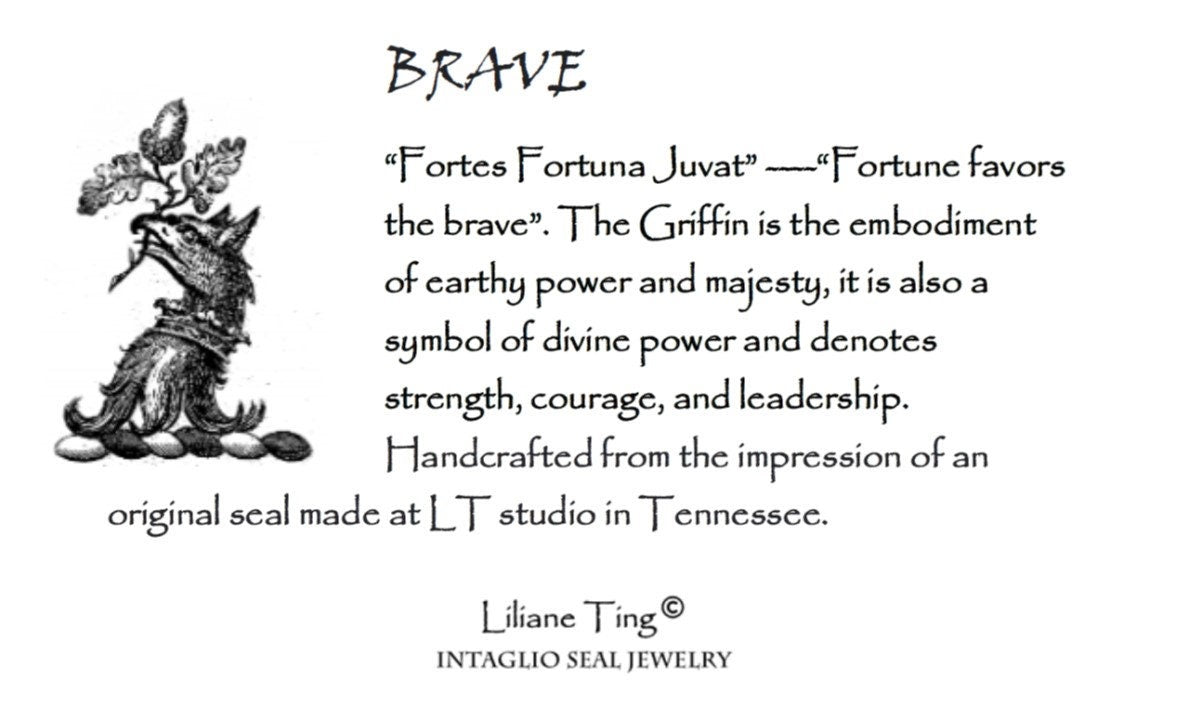 Griffin Necklace, Wax Seal Pendant, Handmade Silver Talisman, Intaglio Seal Heirloom Original Design by Liliane Ting LT023