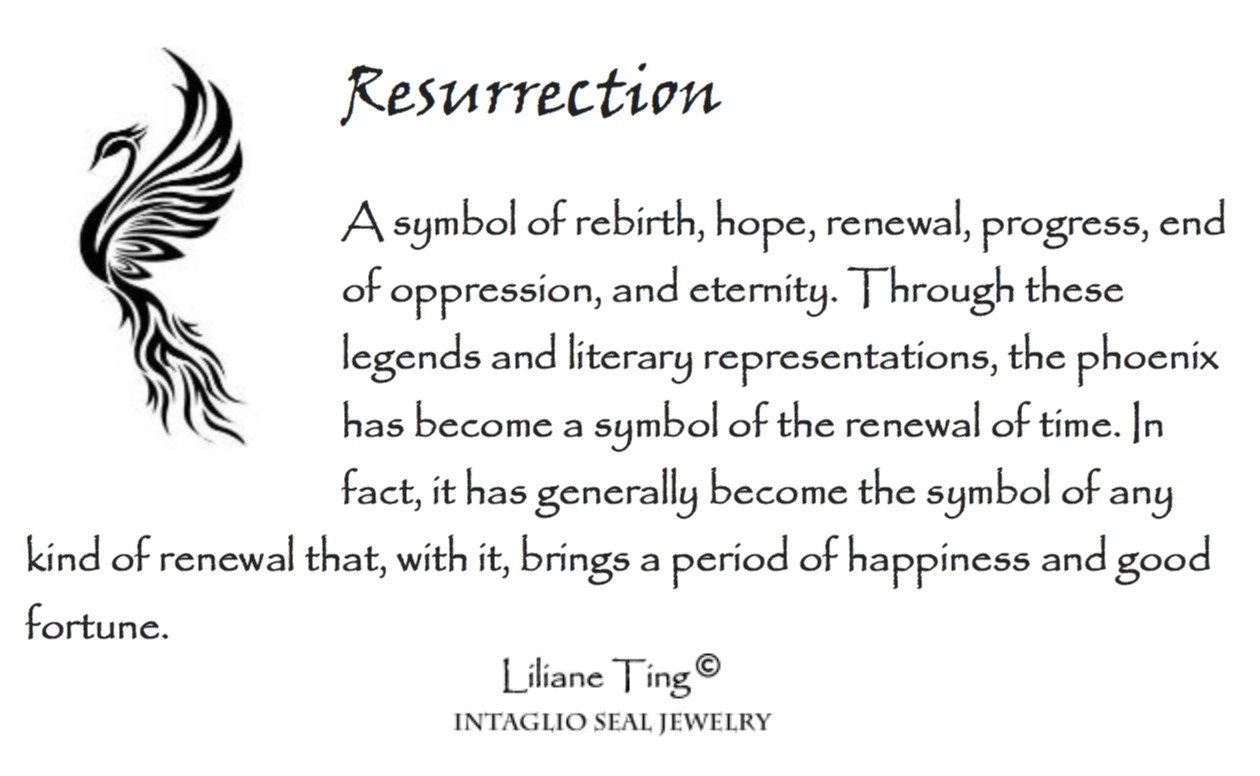 Phoenix Resurrection Pendant, Firebird Wax Seal Necklace, Handmade Silver Charm, Intaglio Seal, Original Design Liliane Ting Studio LT010