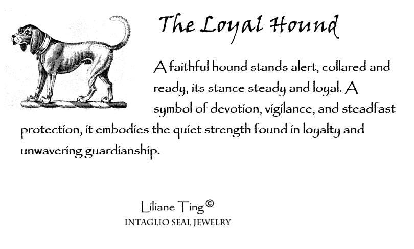 Loyal Hound Dog- Handmade Silver Wax Seal Flower Necklace Pendant, Intaglio Seal Heirloom, Original Design by Liliane Ting LT146