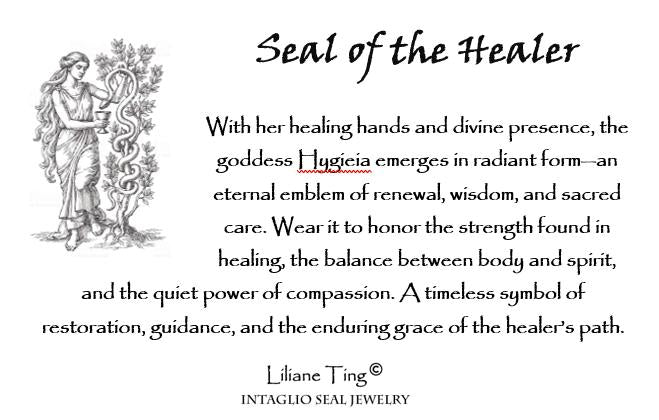 Hygieia Goddess Silver Pendant – Ancient Greek Healing Goddess Necklace Wax Seal Talisman, Intaglio, Original Design LilianeTing LT0142