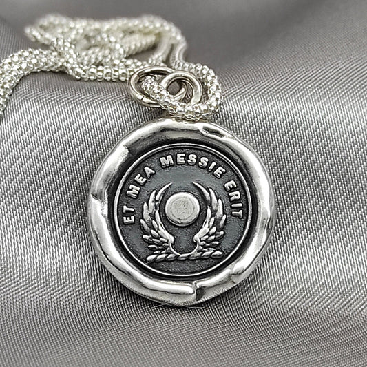 Full Moon Wing, Lunar Guardian, Wax Seal Necklace Pendant, Handmade Silver Talisman, Heirloom, Original Design Liliane Ting 045