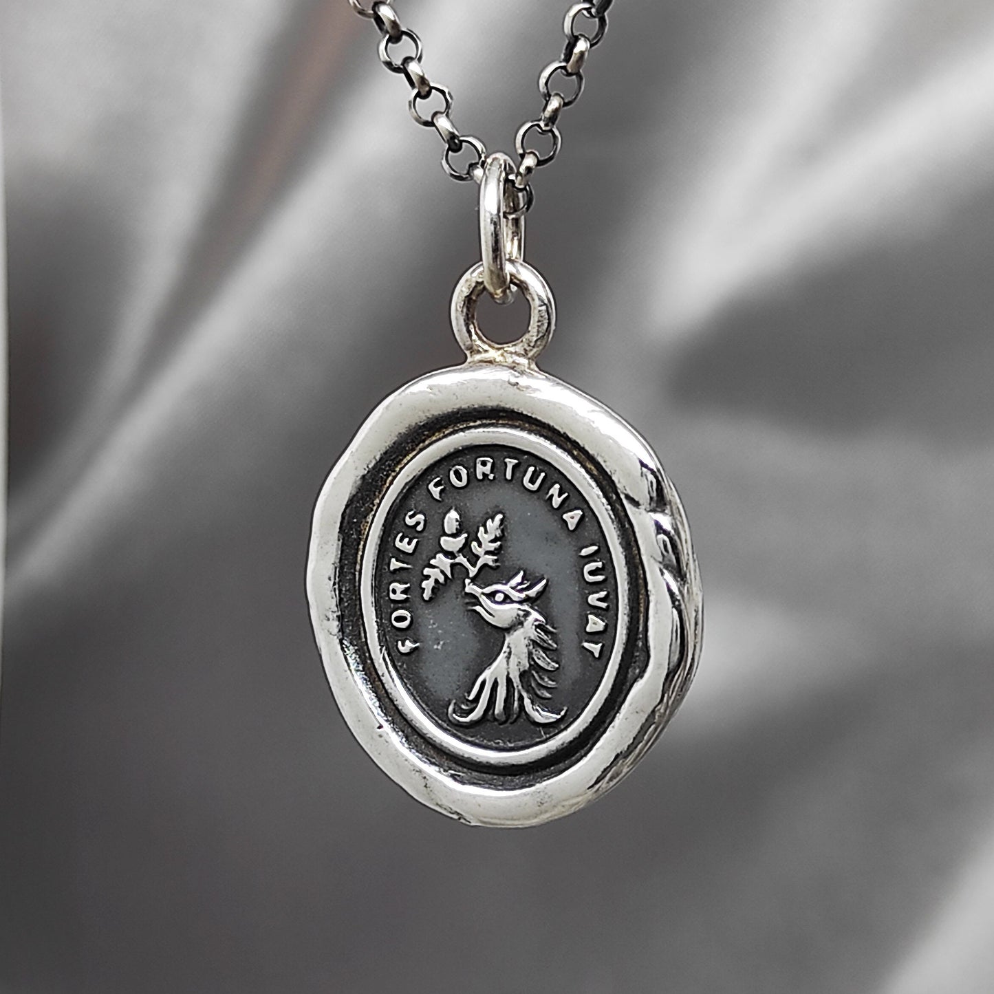 Griffin Necklace, Wax Seal Pendant, Handmade Silver Talisman, Intaglio Seal Heirloom Original Design by Liliane Ting LT023