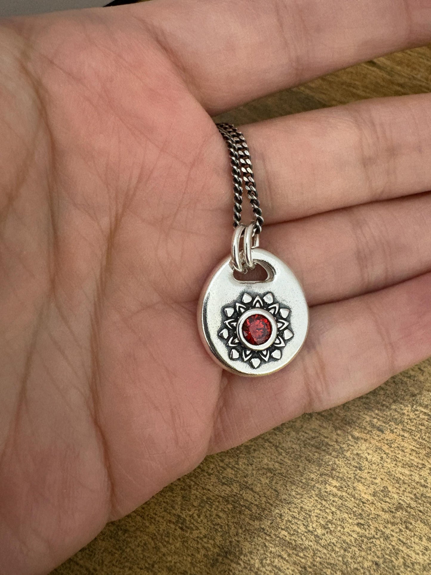 Unique Sunburst Silver Pendant Necklace, Handmade Silver Charm, Original Design by Liliane Ting