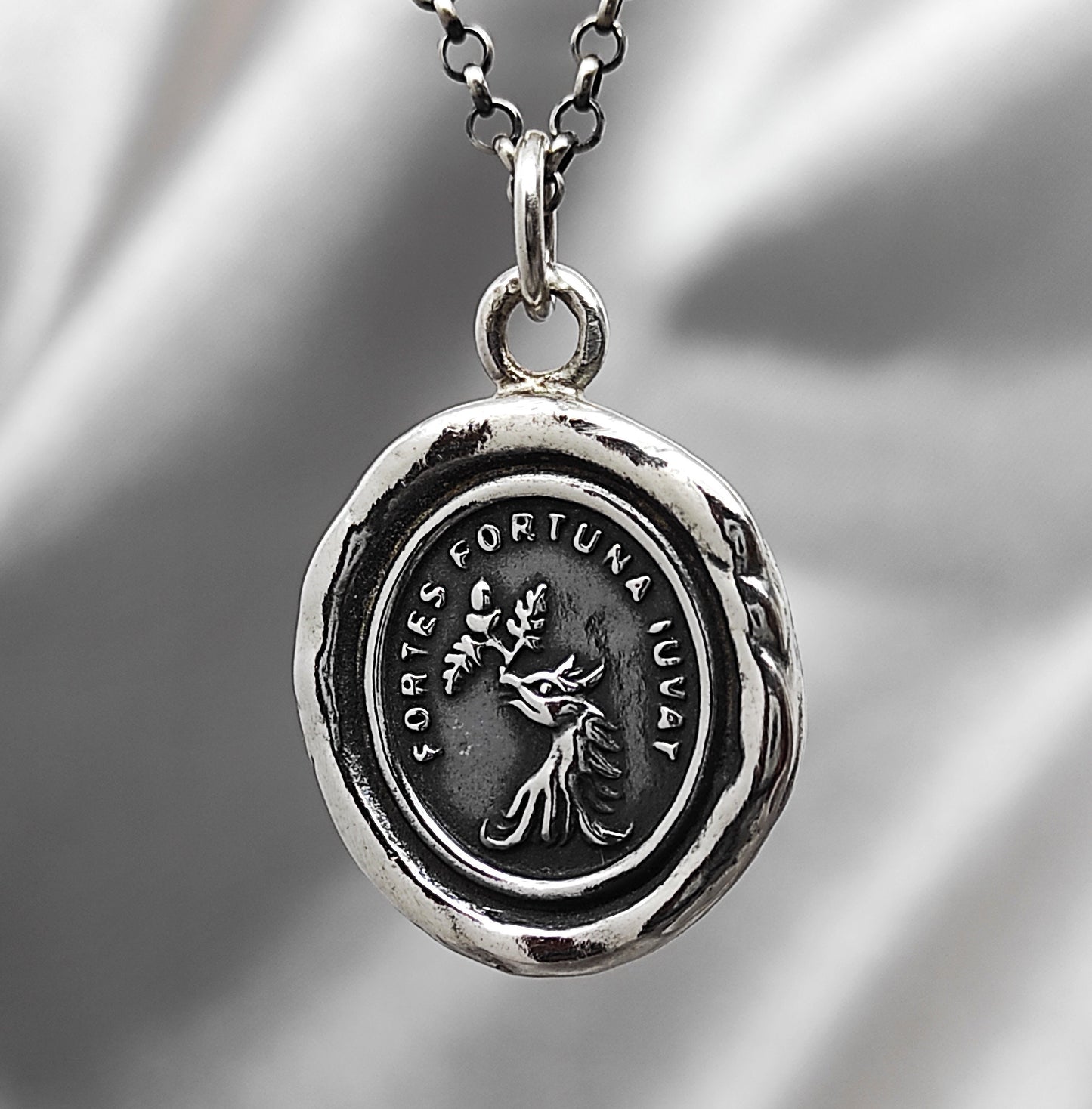 Griffin Necklace - Wax Seal Pendant, Handmade Silver Talisman, Heirloom, Original Design Liliane Ting LT016