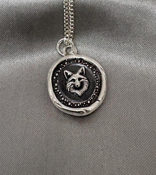 Fox Pendant – Mystical Animal Totem Wax Seal Necklace, Handmade Silver Charm, Intaglio Seal Heirloom, Original Design LT Studio