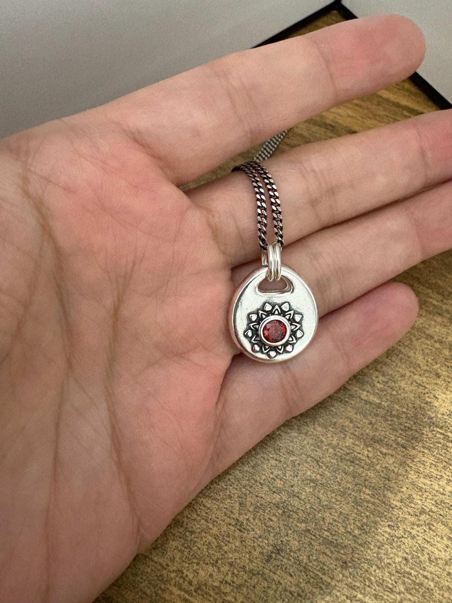 Unique Sunburst Silver Pendant Necklace, Handmade Silver Charm, Original Design by Liliane Ting