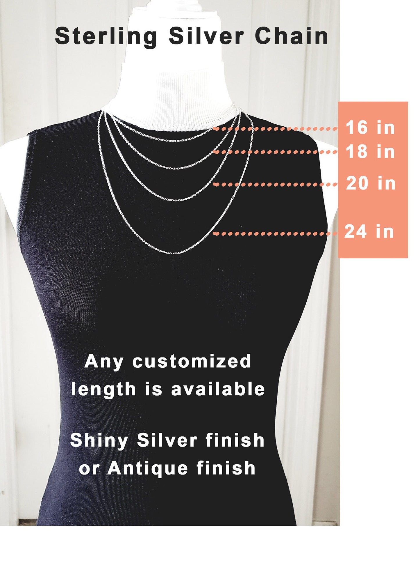 Sterling Silver Chain Made in Italy, Lobster Clasp, Curb, Popcorn, Figaro, Various Lengths Customized