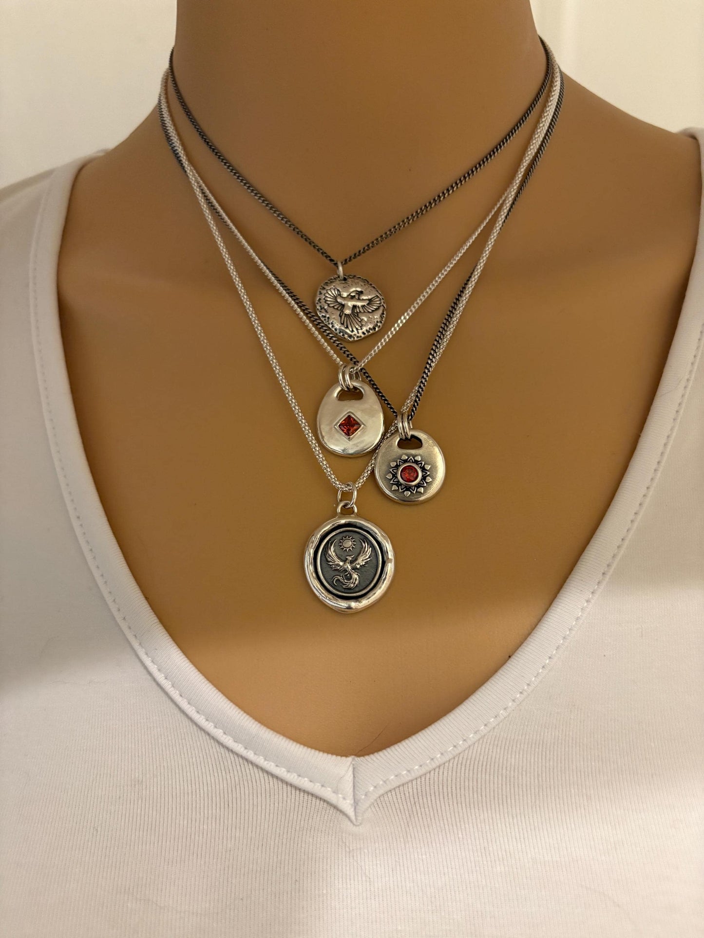 Fantasy Mermaid Celestial Wax Seal Necklace Pendant, Handmade Silver Talisman, Intaglio Seal Heirloom, Original Design by Liliane Ting LT105