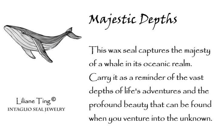 Whale Necklace, Wax Seal Ocean Celestial Pendant, Handmade Silver Charm, Intaglio Seal Heirloom, Original Design Liliane Ting 072