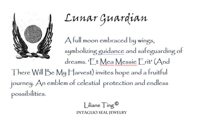 Full Moon Wing, Lunar Guardian, Wax Seal Necklace Pendant, Handmade Silver Talisman, Heirloom, Original Design Liliane Ting 045