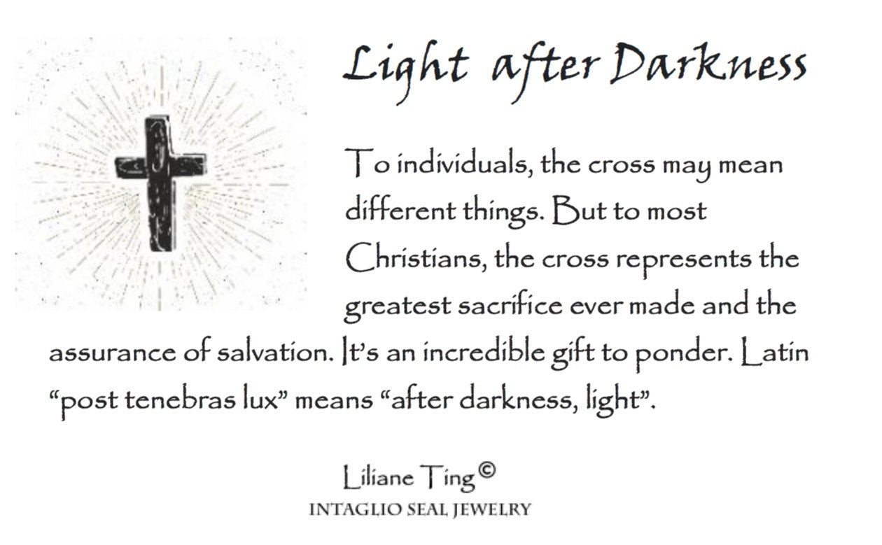 Silver Cross Pendant, Wax Seal Necklace, Handmade Silver Charm, Intaglio Seal Heirloom, Original Design Liliane Ting Studio LT041