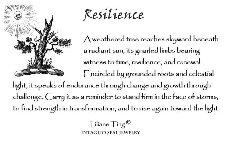 Resilience, Tree Wax Seal Necklace Pendant, Handmade Silver Talisman, Intaglio Seal Heirloom, Original Design by Liliane Ting LT137