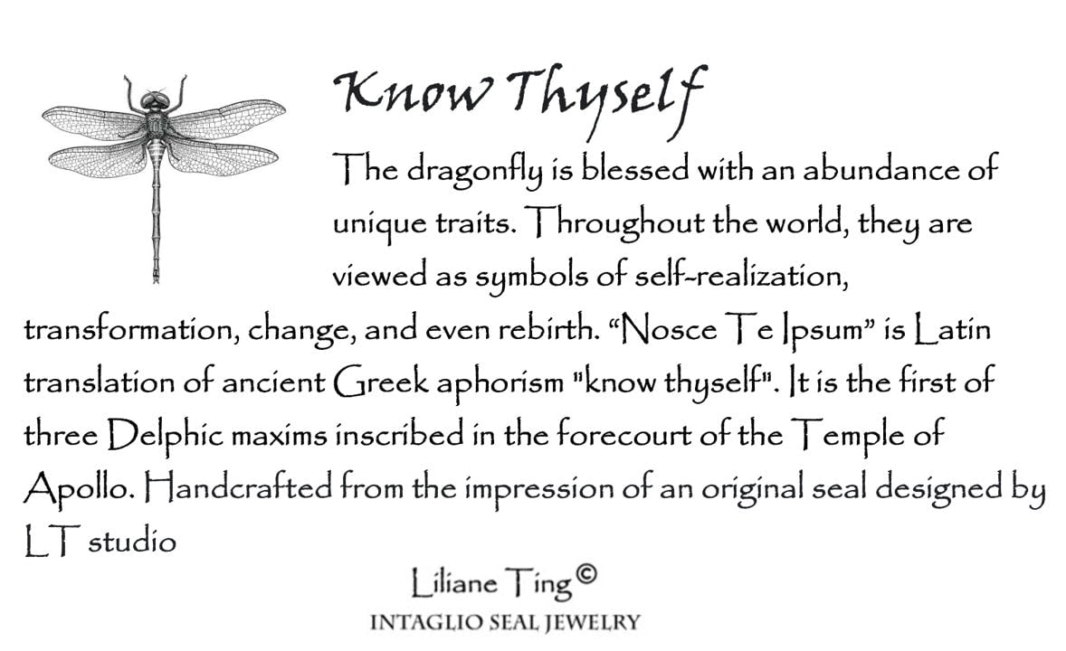 Dragonfly Wax Seal Necklace Pendant, Handmade Silver Charm, Intaglio Seal Heirloom, Original Design Liliane Ting Studio LT035