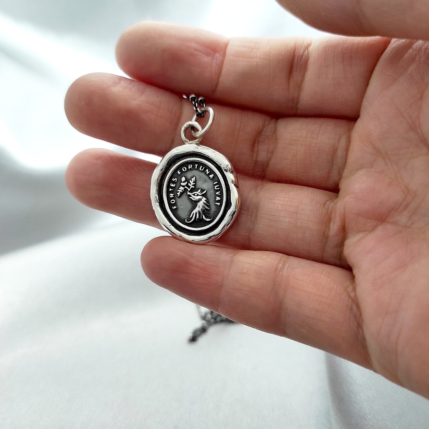 Griffin Necklace, Wax Seal Pendant, Handmade Silver Talisman, Intaglio Seal Heirloom Original Design by Liliane Ting LT023