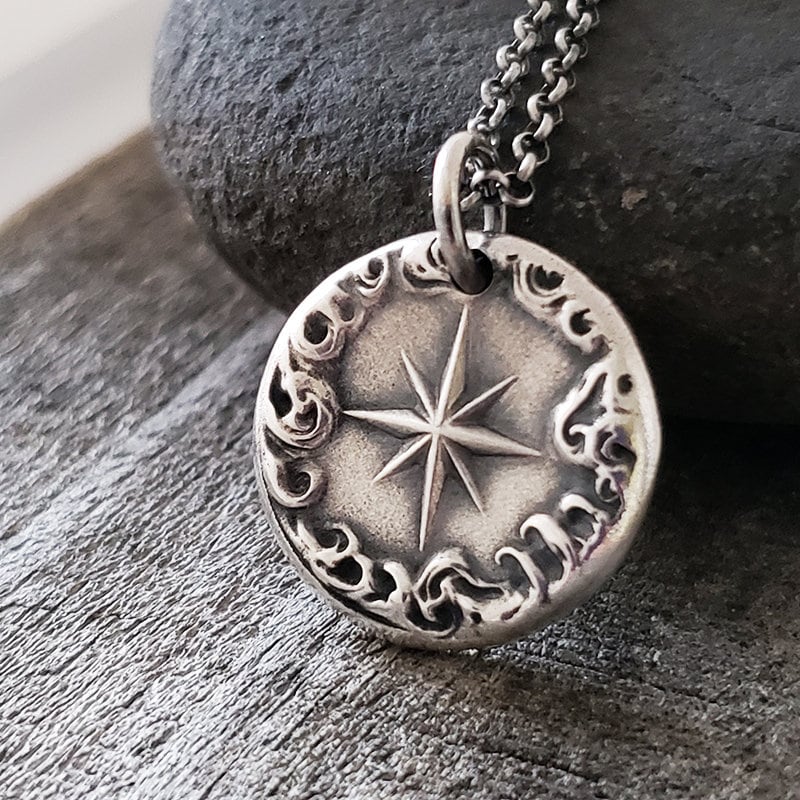 Star Cloud Pendant, Wax Seal Silver Necklace, Handmade Silver Charm, Intaglio Seal Heirloom Original Design LT019