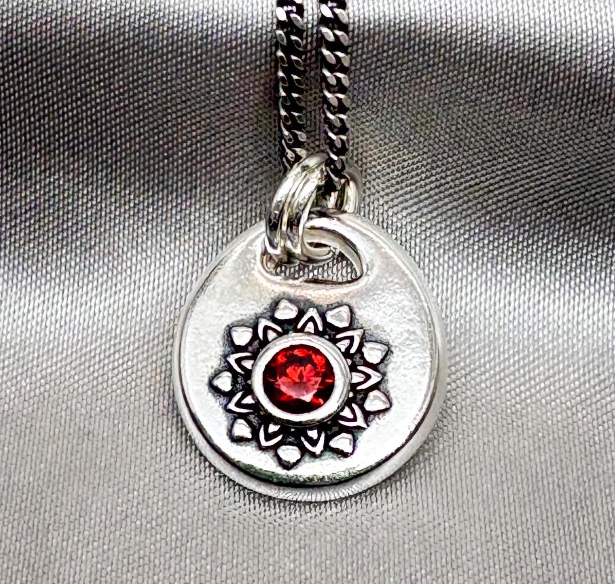 Unique Sunburst Silver Pendant Necklace, Handmade Silver Charm, Original Design by Liliane Ting