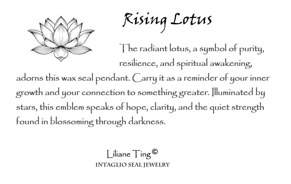 Silver Lotus Pendant – Spiritual Growth & Enlightenment Wax Seal Necklace, Handmade Charm, Intaglio Seal Heirloom, Original Design LT Studio