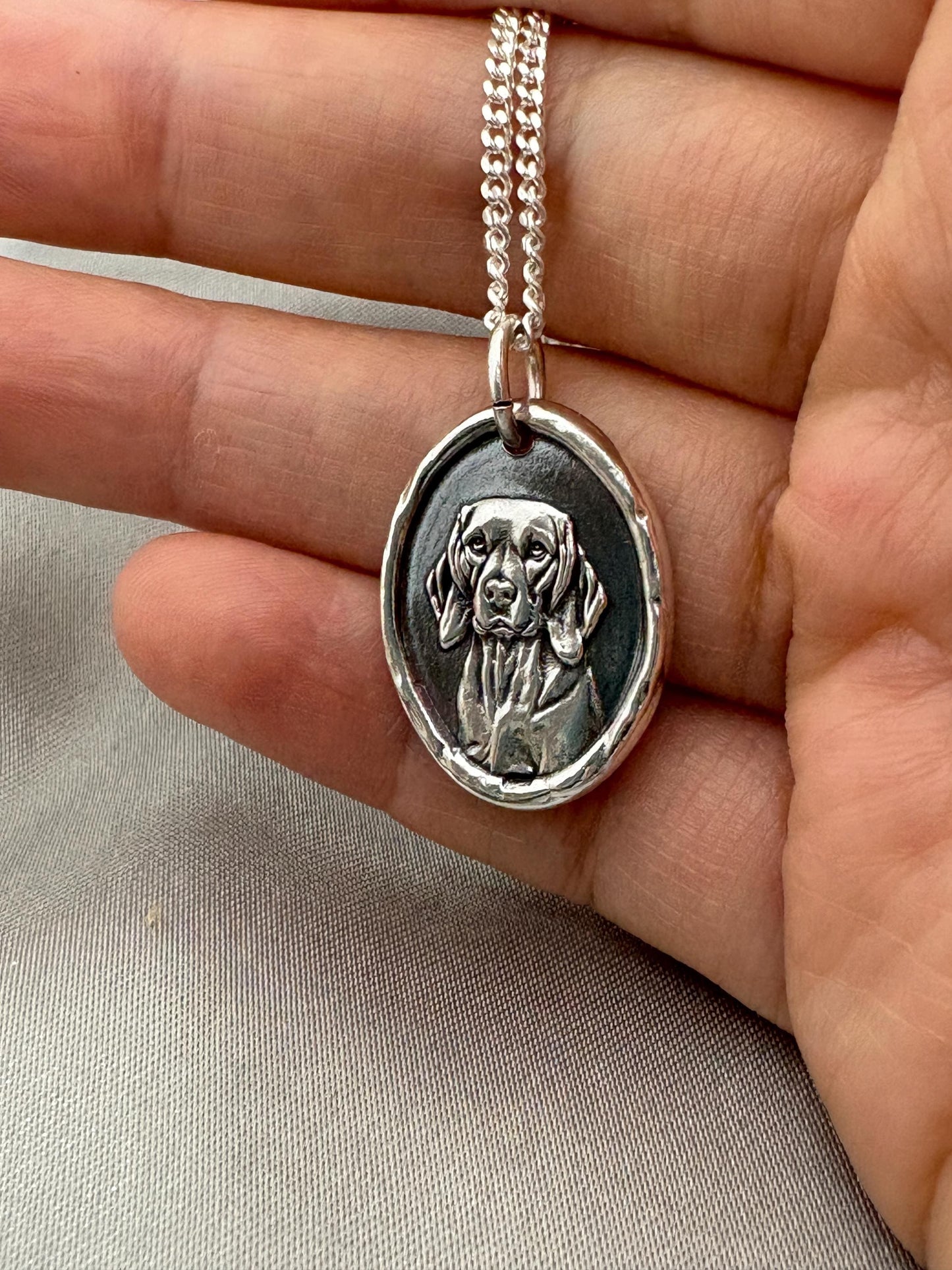 Beagle Dog Wax Seal Necklace Pendant/ Handmade Silver Talisman/Intaglio Seal, Original Design by Liliane Ting LT104