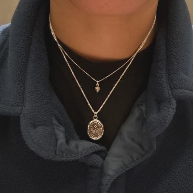 Immortal Scarab Beetle Necklace, Celestial Star Wax Seal Pendant, Handmade Silver Talisman, Intaglio Seal Heirloom, Original Design LT032