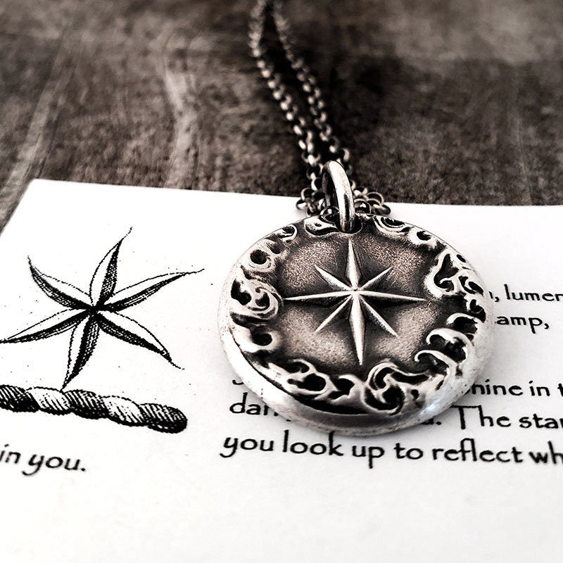 Star Cloud Pendant, Wax Seal Silver Necklace, Handmade Silver Charm, Intaglio Seal Heirloom Original Design LT019