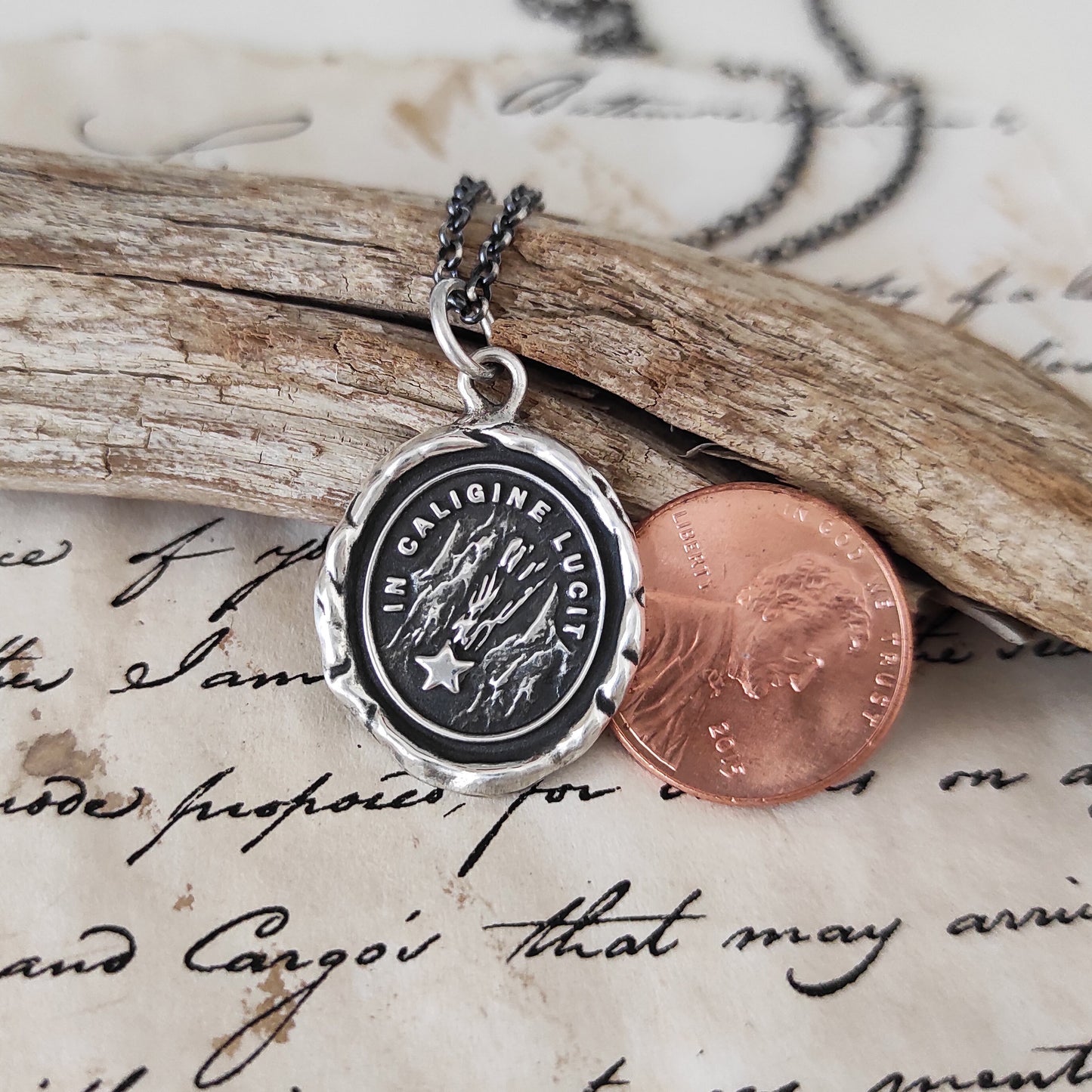 Silver Comet Pendant,  Wax Seal Necklace, Handmade Silver Charm, Intaglio Seal Heirloom, Original Design by Liliane Ting LT047