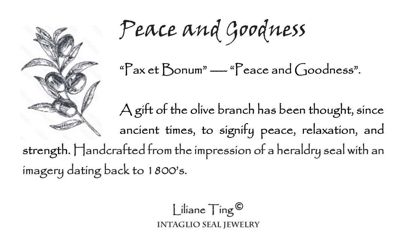 Olive Branch Pendant- Peace - Wax Seal Necklace Necklace, Handmade Silver Charm, Intaglio Seal Heirloom Original Design LT012