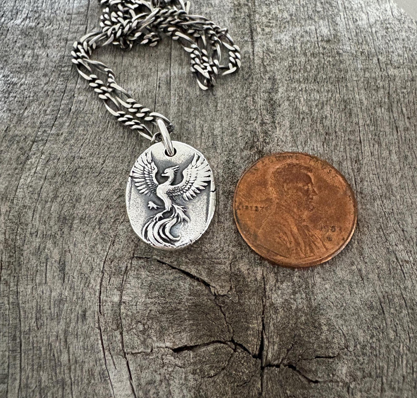 Silver Phoenix Pendant – Rebirth and Strength Handmade Necklace – Mythical Bird Jewelry Renewal & Transformation Original Design LT147