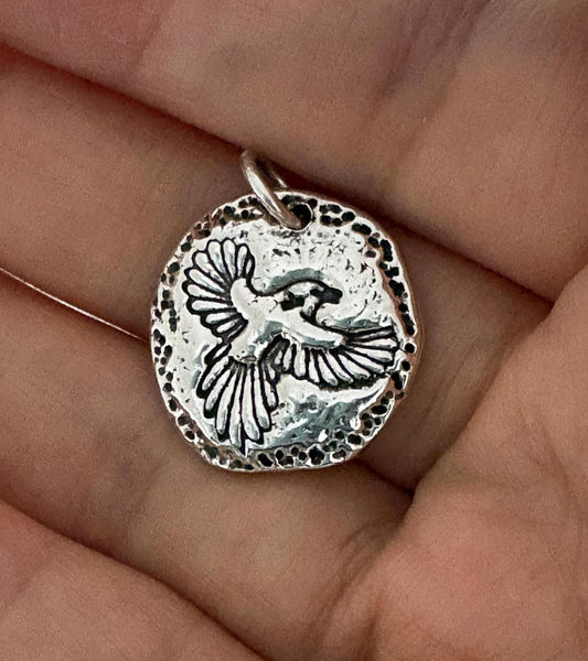 Unique Bird in Flight Necklace Pendant, Handmade Silver Jewelry, Original Design by Liliane Ting