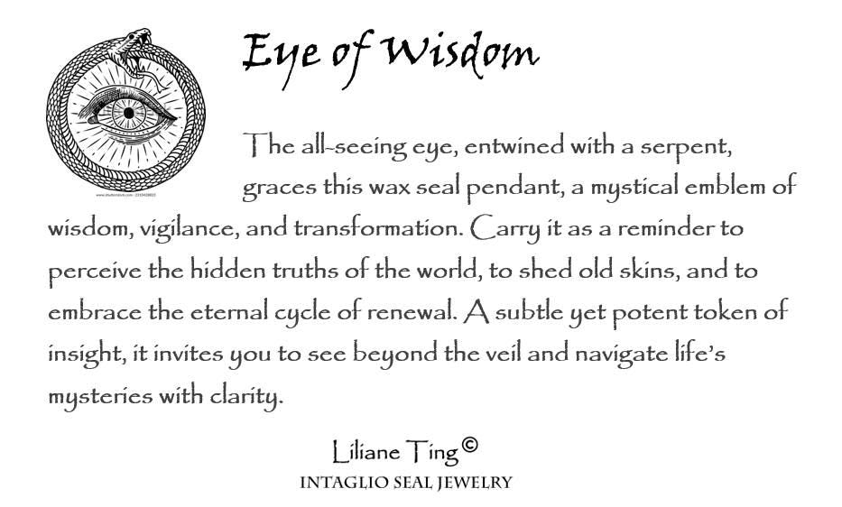 All Seeing Eye & Serpent Pendant, Protective Amulet Wax Seal Necklace, Handmade Silver Talisman , Intaglio Seal Heirloom, Original Design LT