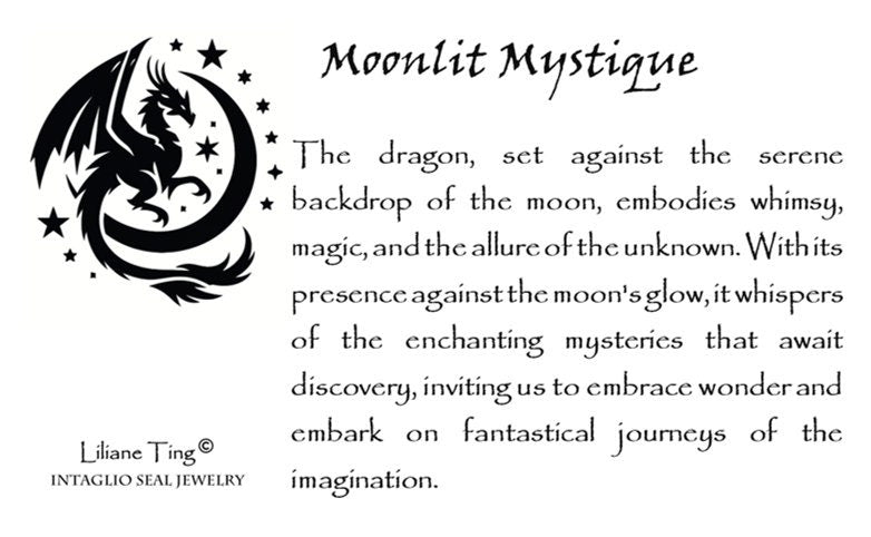 Dragon Celestial Star Moon Wax Seal Necklace Pendant, Handmade Silver Talisman, Intaglio Seal Heirloom, Original Design LT083