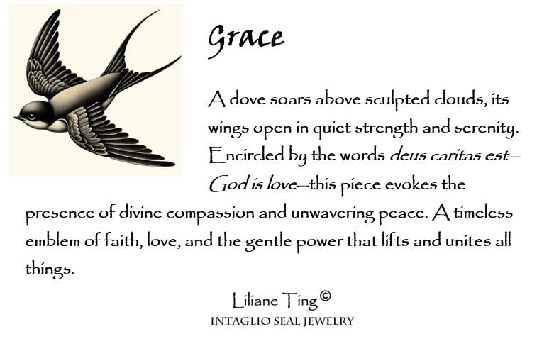 Dove Pendant Wax Seal Silver Charm  – "Deus Caritas Est" Christian Necklace – God is Love Jewelry Original Design LT148