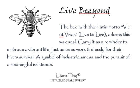 BEE Wax Seal Necklace Pendant, Handmade Silver Talisman, Intaglio Seal Heirloom, Original Design Liliane Ting Studio LT069