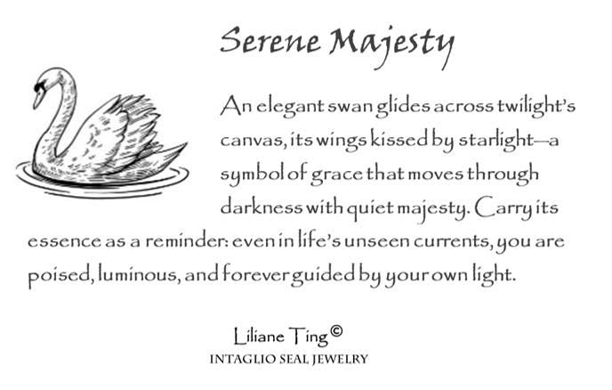 Swan Star Celestial Wax Seal Necklace Pendant, Handmade Silver Talisman, Intaglio Seal Heirloom, Original Design Liliane Ting LT037