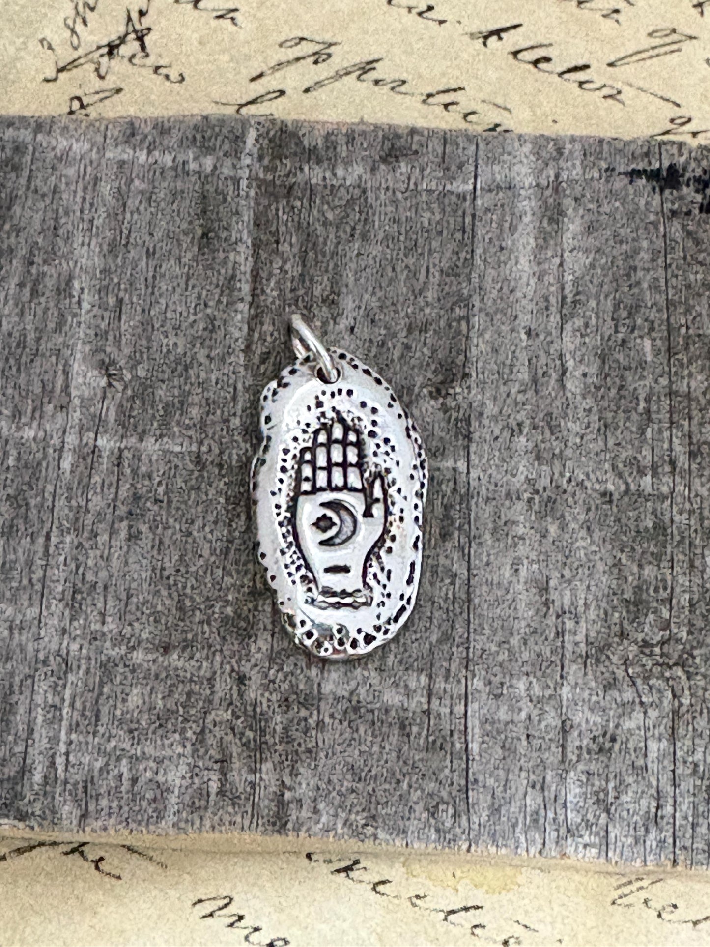 Unique Hamsa Magic Hand Necklace Pendant, Handmade Silver Amulet, Original Design by Liliane Ting