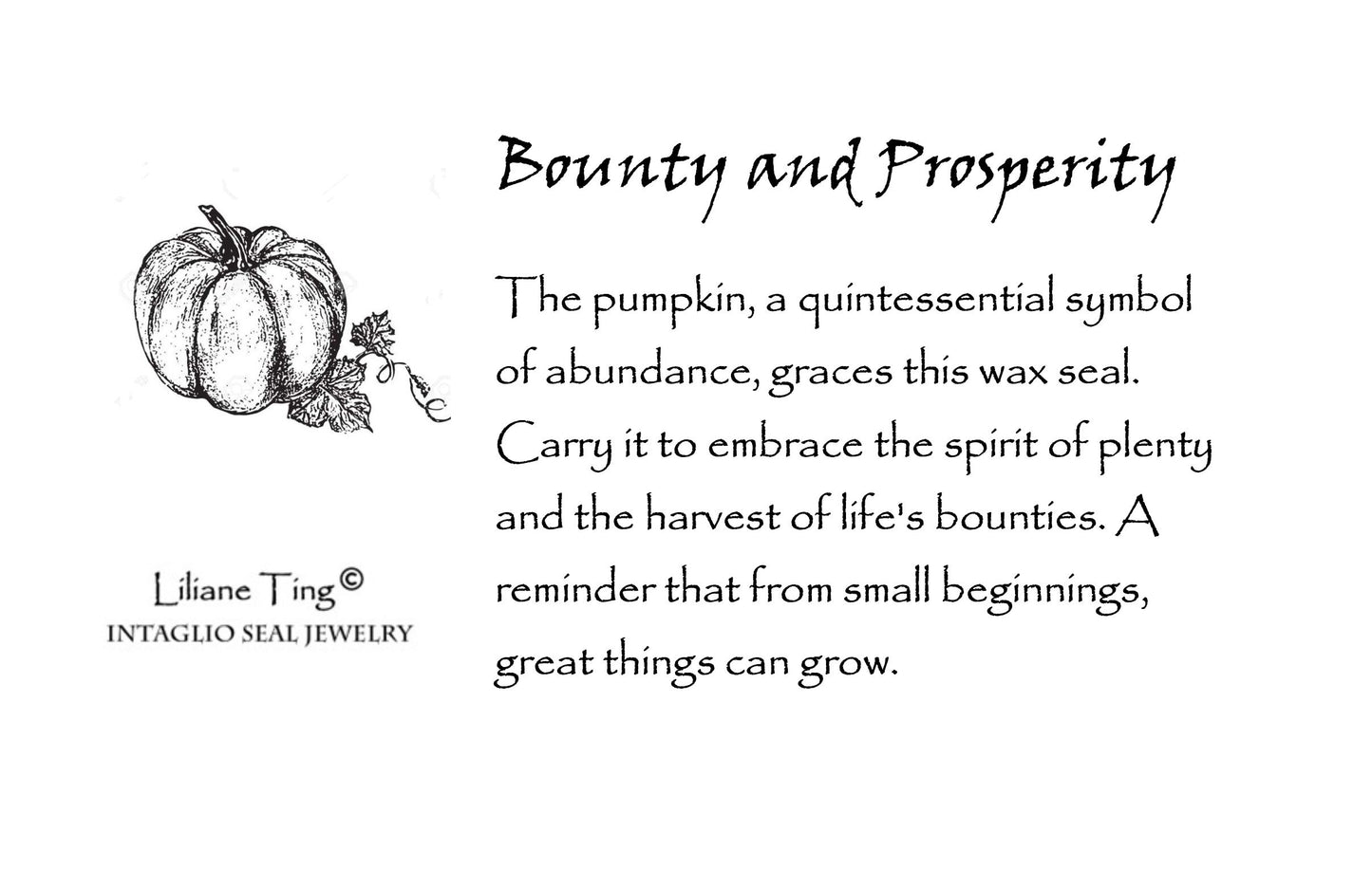 Pumpkin Harvest Wax Seal Necklace Pendant, Handmade Silver Talisman, Intaglio Seal Heirloom, Original Design by Liliane Ting LT069