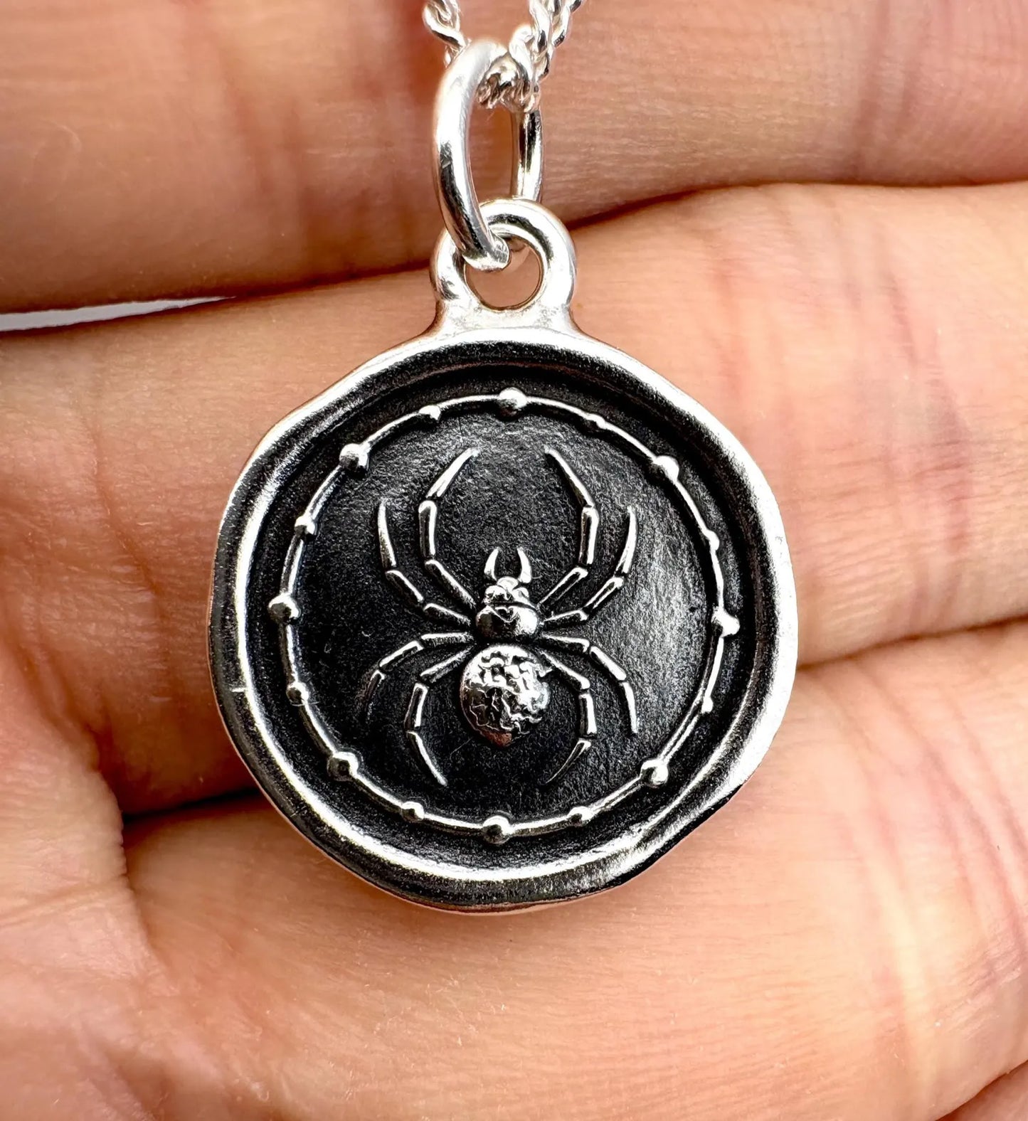 Spider Wax Seal Solid Silver Pendant: Handmade Talisman Necklace, Liliane Ting Design LilianeTing      5 out of 5 stars