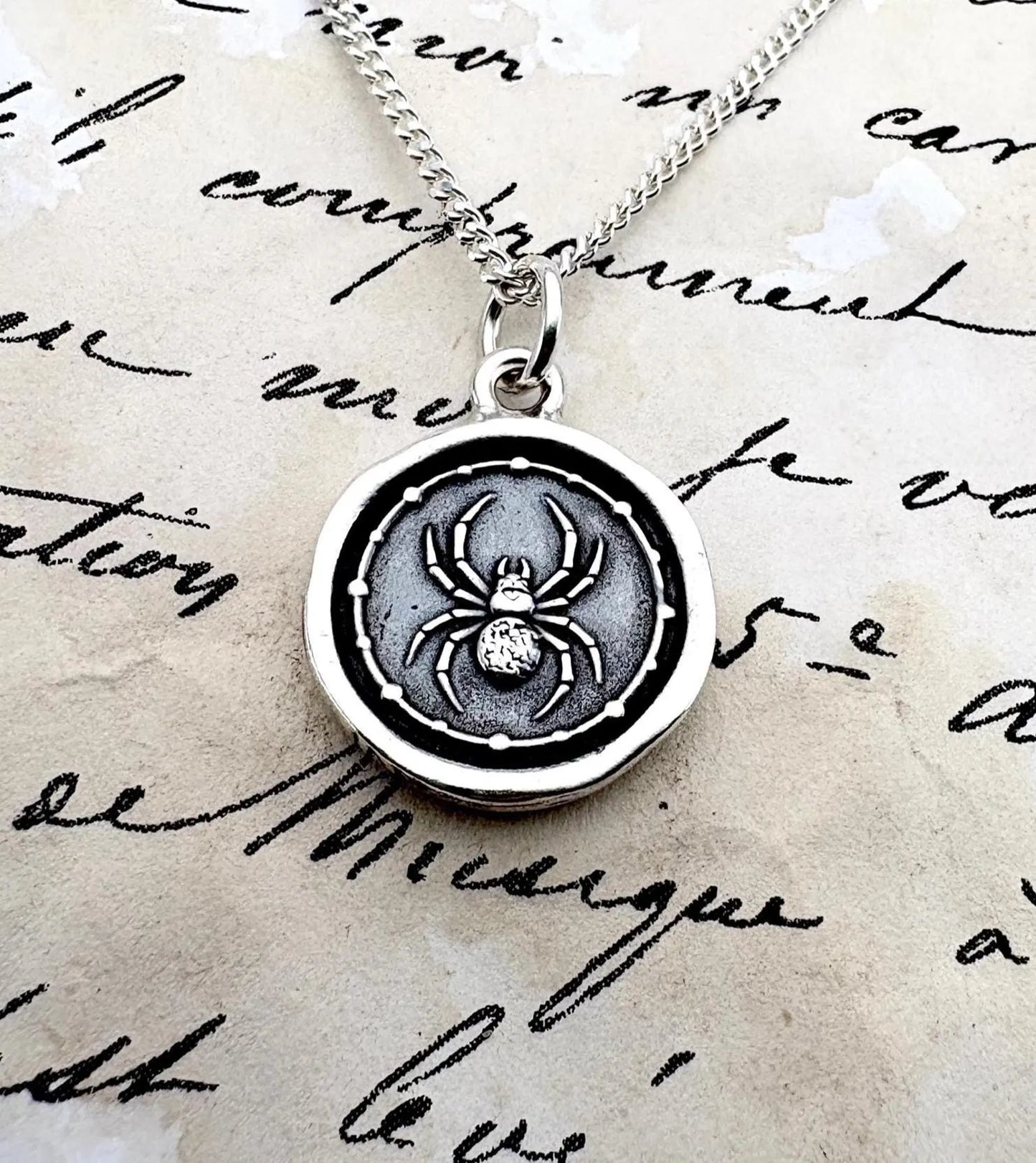 Spider Wax Seal Solid Silver Pendant: Handmade Talisman Necklace, Liliane Ting Design LilianeTing      5 out of 5 stars