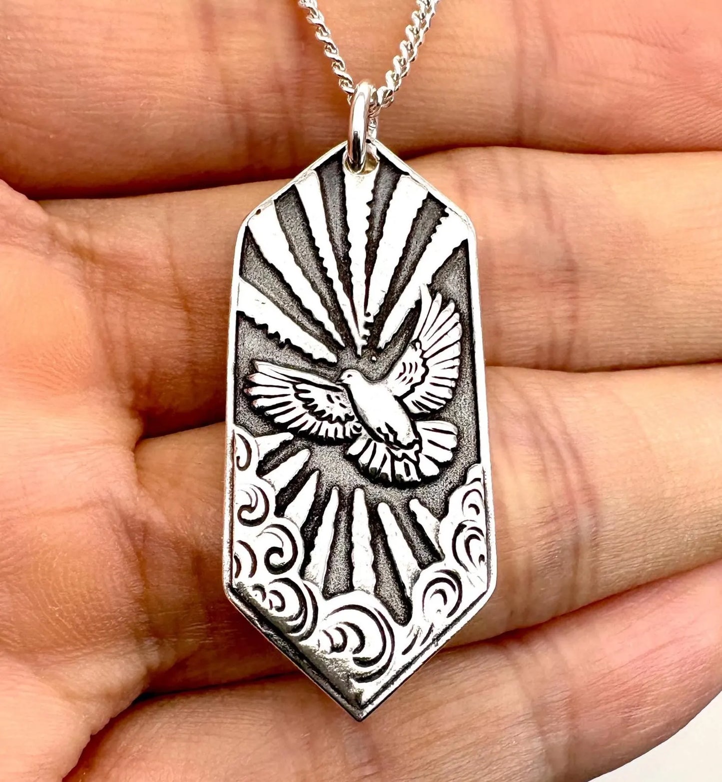 Dove Pendant: Solid Silver Wax Seal Necklace, Handmade Talisman, Liliane Ting Design